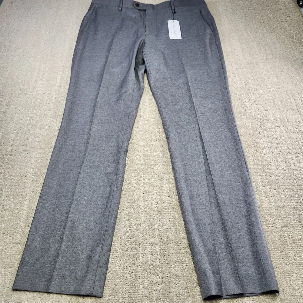 Buttoned Down Pants Men 35x32 Tropical Wool High Rise Trouser Slim Fit Gray NEW